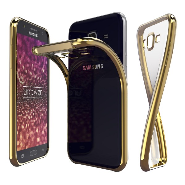 Samsung Galaxy J1 (2015) Hülle Spiegelrand klar Slim Cover Tasche Back Case Etui