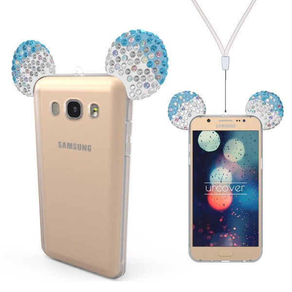 Samsung Galaxy J7 (2016) Maus Strass Ohren Bling Ear Schutz Hülle Glitzer Cover