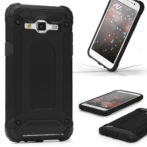 Samsung Galaxy J3 (2015) OUTDOOR Schutz Hülle TOP Cover Back Case Carbon Optik