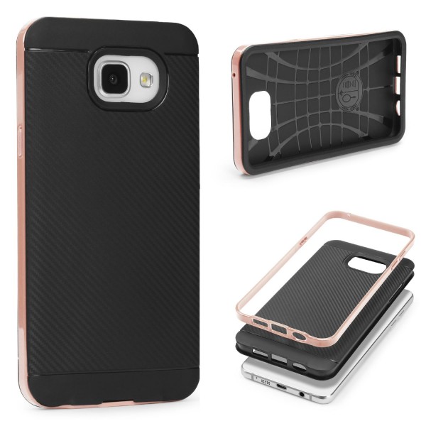 Samsung Galaxy A5 (2016) Case Carbon Style Cover Dual Layer Schutz Hülle TPU