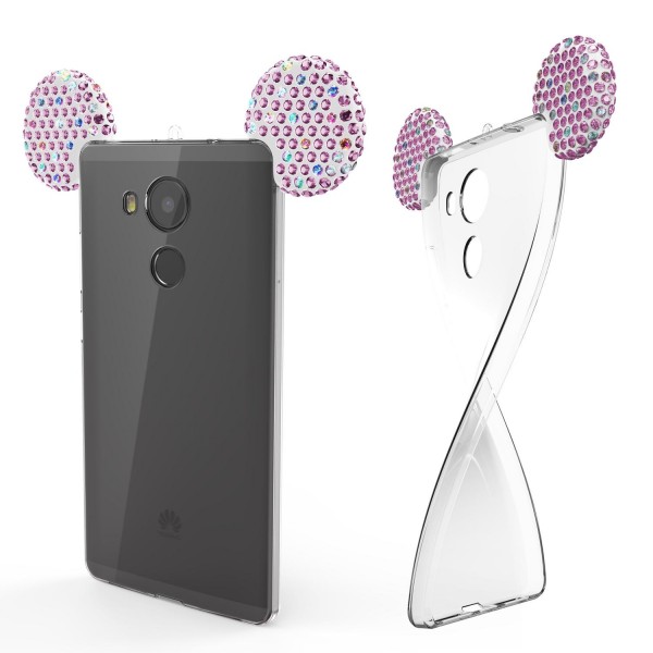 Huawei Mate 8 Maus Strass Ohren Bling Ear Schutz Hülle Glitzer Cover Case