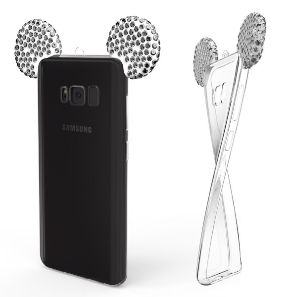 Samsung Galaxy S8 Maus Strass Ohren Bling Ear Schutz Hülle Glitzer Cover Case