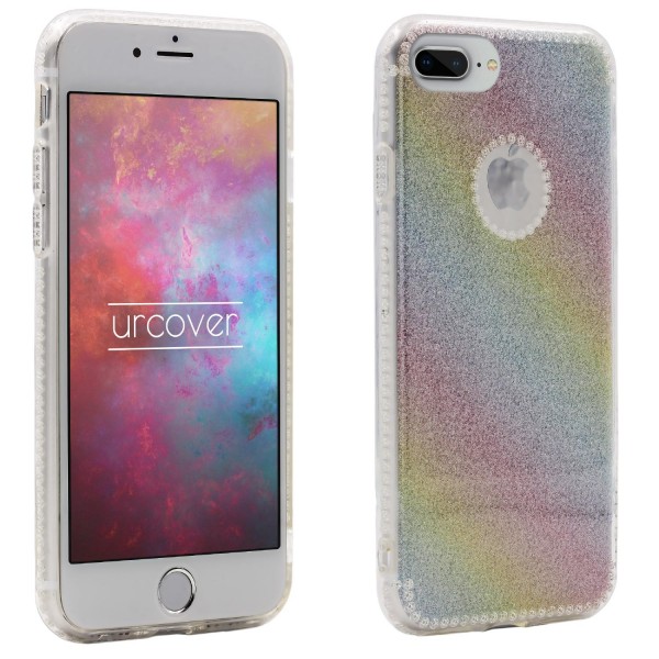 Apple iPhone 7 Plus Schutzhülle Case Cover 2 in 1 Etui Bumper Glitzer Regenbogen