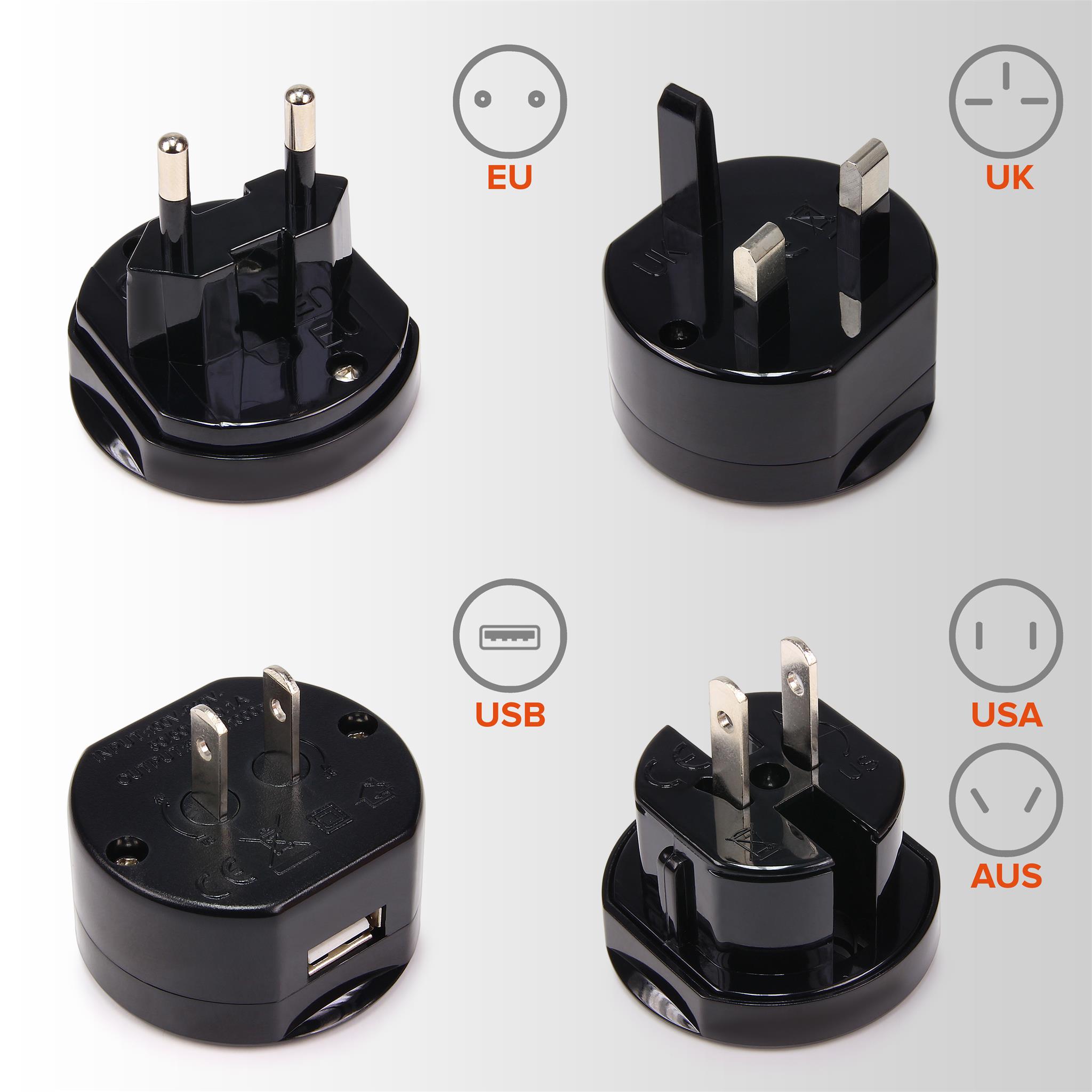 Universal USB reiseadapter mit 2 USB-Ports aus 150 Ländern weltweit US UK EU AU Universal fusionierten Sicherheit AC-in Einem Ladegerät mit LED-Betriebsanzeige RedRiver Stromadapter Weiß 