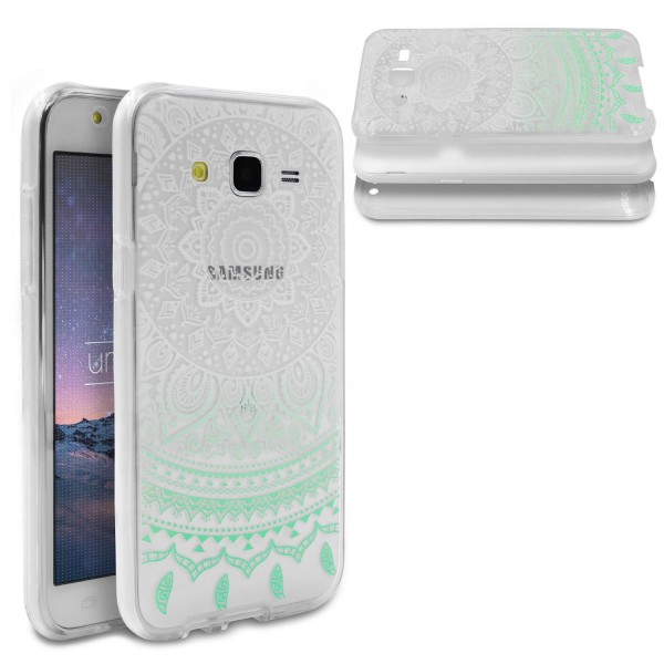 Samsung Galaxy J5 (2015) TPU 360° Grad Rundum Schutz Hülle Mandala Case Cover