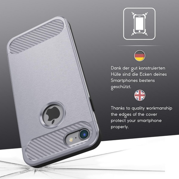 Urcover®Apple iPhone 7 Carbon Optik Schutz Hülle Back Case Cover Dual Layer Etui