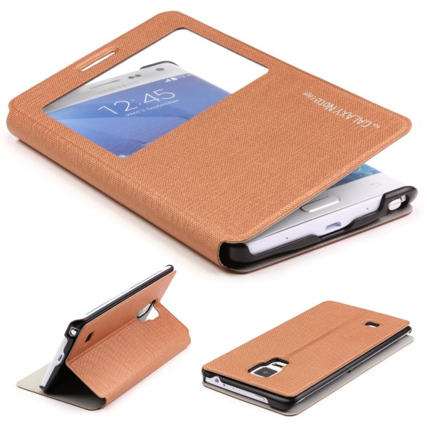 Urcover® Samsung Galaxy Note Edge View Case Schutz Hülle Wallet Cover Etui Tasche Struktur