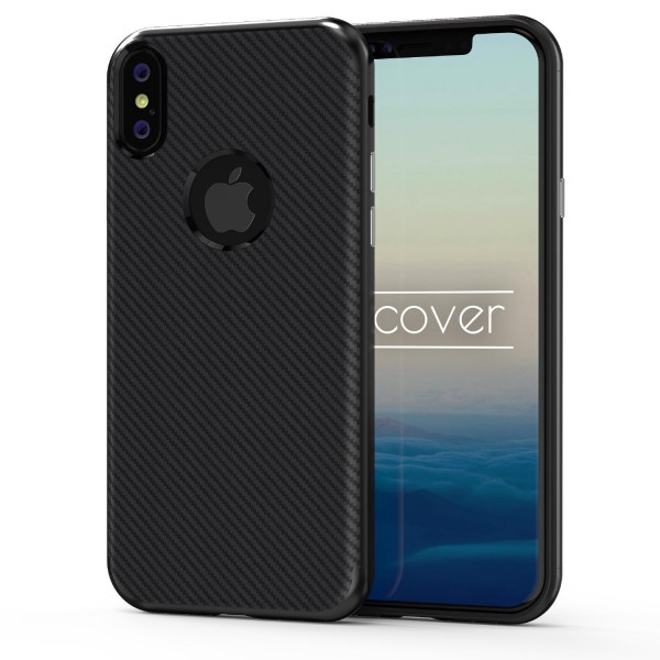 Urcover® Apple iPhone X / XS Premium Carbon Optik Back Case PC Handy Schutz Hülle Cover Schale