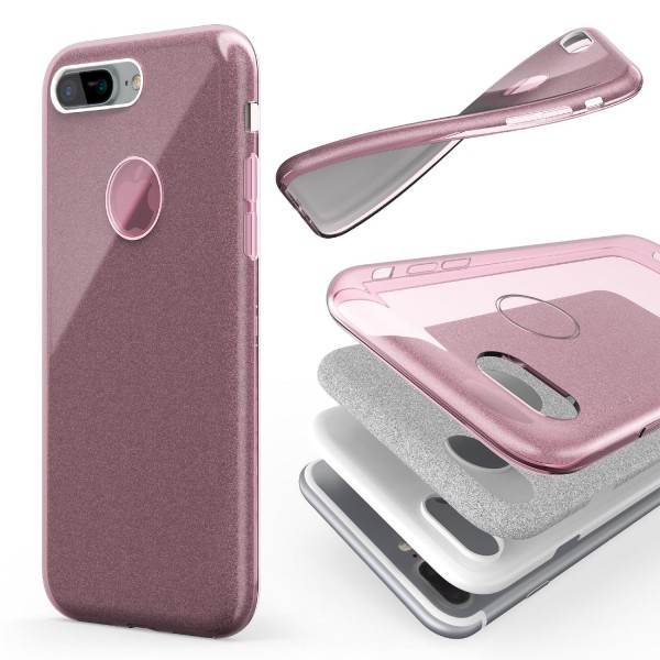 Urcover® Apple iPhone 7 Plus 2 in 1 Glitzer Schutz Hülle Bling Case Cover Tasche