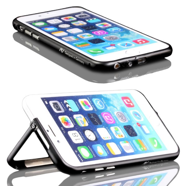 Urcover® Apple iPhone 6 / 6s Alu Bumper Schutzhülle Standfunktion Kantenschutz