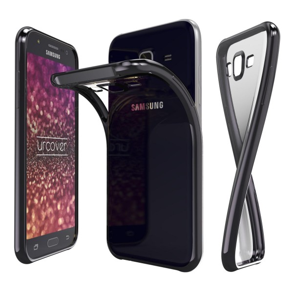 Samsung Galaxy J7 (2015) Hülle Spiegelrand klar Slim Cover Tasche Back Case Etui