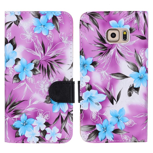 Urcover® Samsung Galaxy S6 Edge Plus Schutz Hülle Blumenmuster Kartenfächer Etui