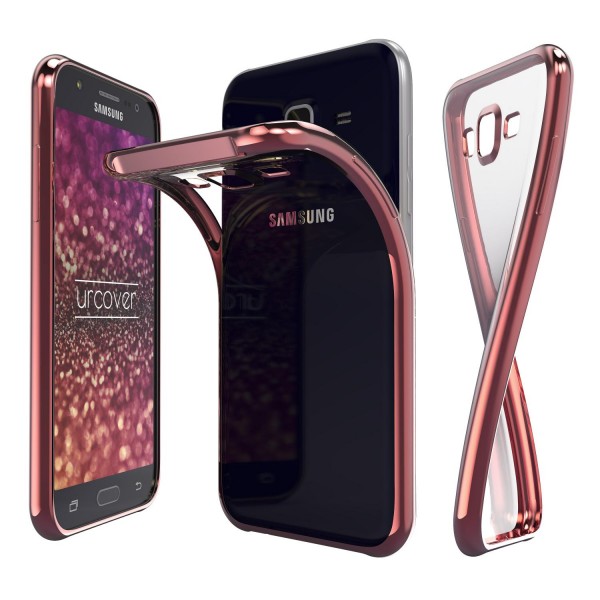 Samsung Galaxy J7 (2015) Hülle Spiegelrand klar Slim Cover Tasche Back Case Etui