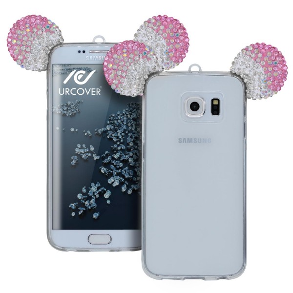 Samsung Galaxy S6 Edge TPU Maus Ohren Bling Ear Schutz Hülle Cover Glitzer