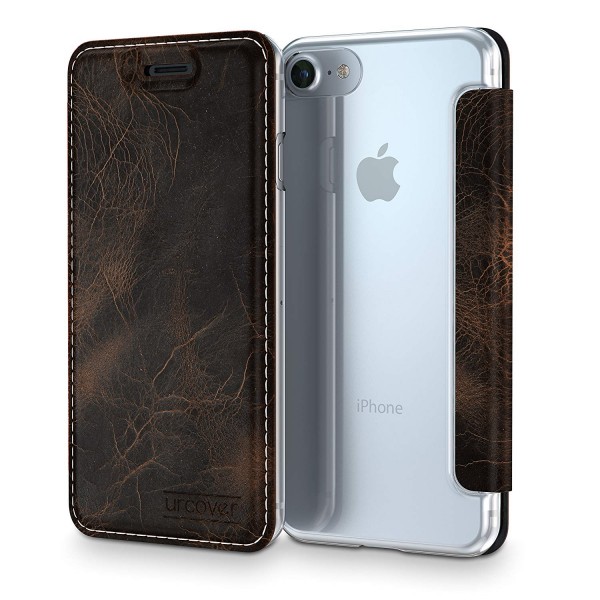 Apple iPhone 7 Plus Echt Leder Schutz Hülle Case Cover klar Tasche Schale Etui