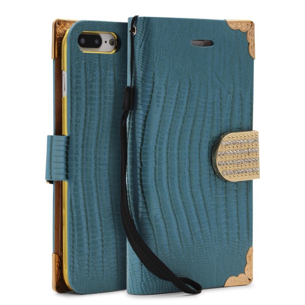 Urcover® Apple iPhone 7 Plus Hülle Kartenfächer Flip Case Cover Wallet Crocodile