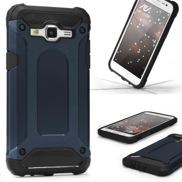 Samsung Galaxy J3 (2015) OUTDOOR Schutz Hülle TOP Cover Back Case Carbon Optik