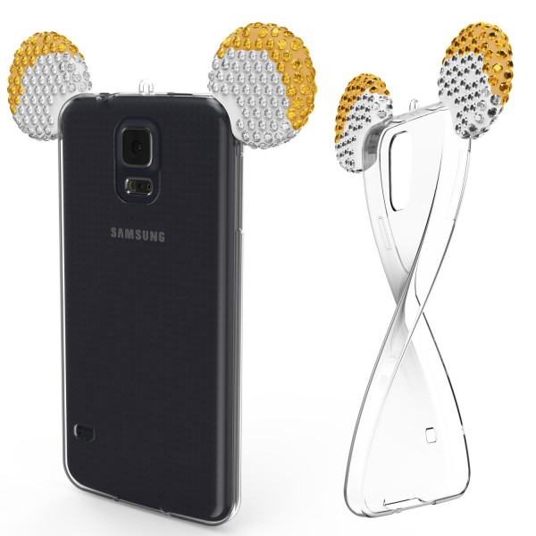Samsung Galaxy S5 TPU Maus Ohren Bling Ear Edition Schutz Hülle Cover Glitzer