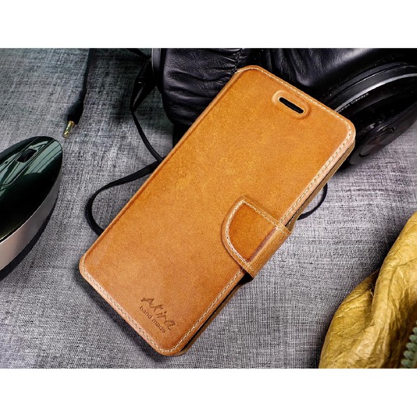 Akira Samsung Galaxy A7 2016 Echtleder Schutzhülle Flip Wallet Case Cover Schale