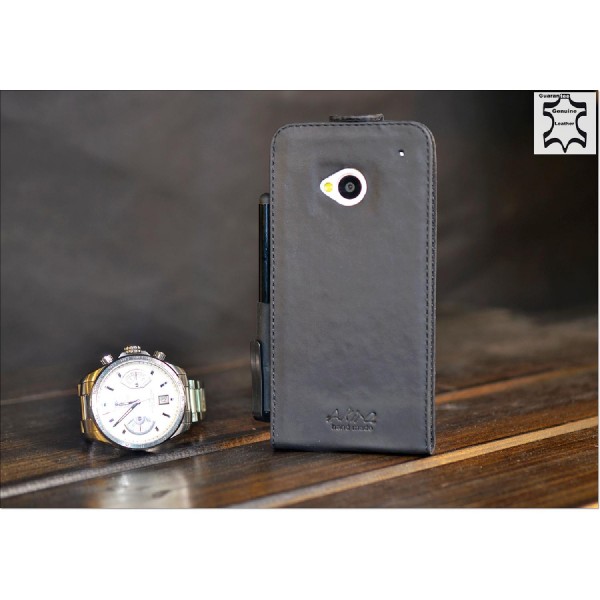 Akira HTC One M7 Handmade Echtleder Schutzhülle Ledertasche Wallet Case Flip