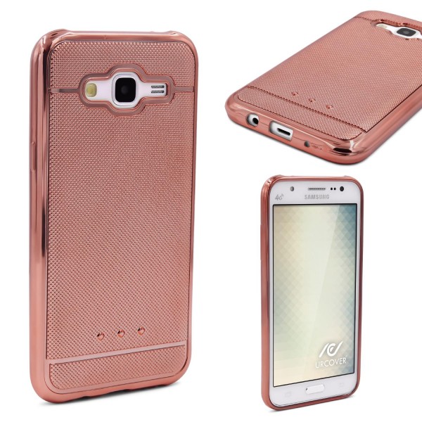 Urcover® Samsung Galaxy J7 (2015) Schutz Hülle Metall Optik Silikon Soft Case