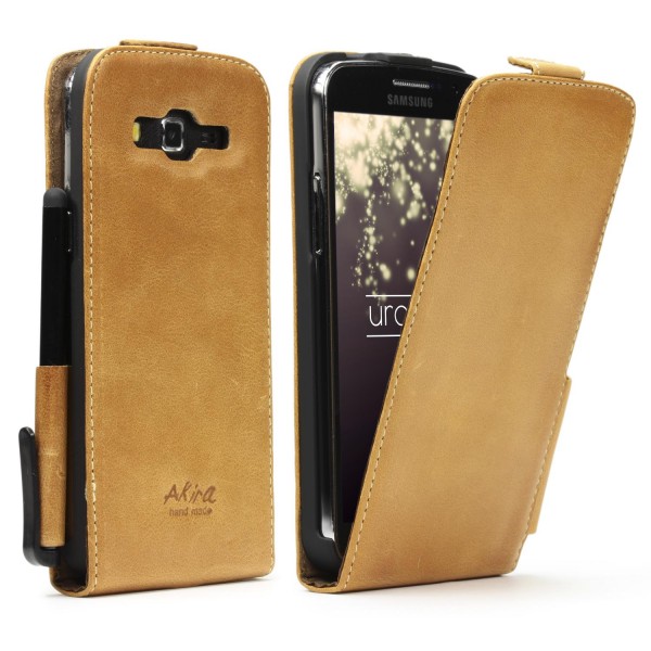 Akira Samsung Galaxy Duos 2 Handmade Echtleder Klapp Schutz Hülle Wallet Flip