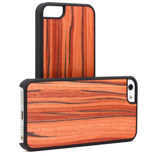 Urcover® Handy Schutz Hülle für Apple iPhone SE (1. Gen. 2016) / 5 / 5s Holz Optik Case Cover Tasche