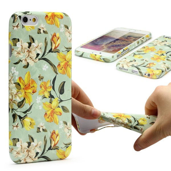 Urcover® Apple iPhone 6 / 6s Blumenmuster Schutzhülle TPU Felxibel Case Cover
