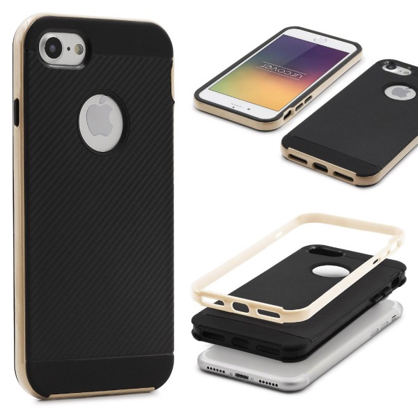 Apple iPhone 7 Back Case Carbon Style Cover Dual Layer Schutzhülle TPU Schale
