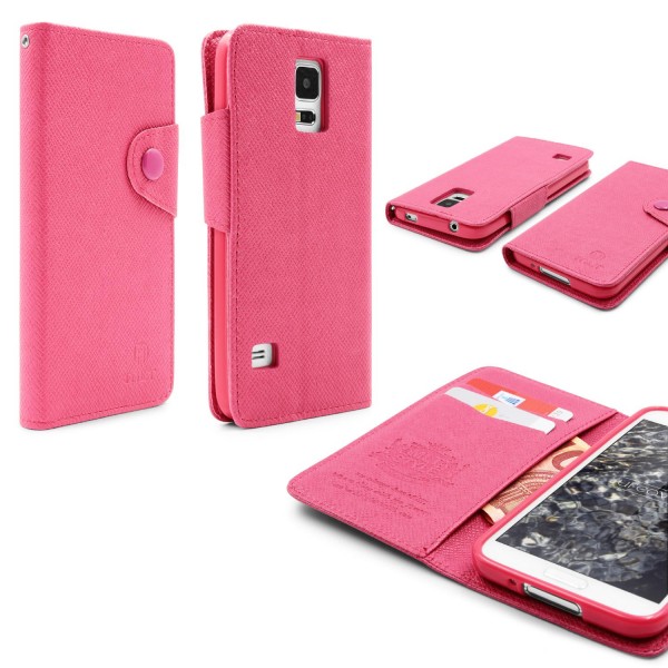 Urcover® Samsung Galaxy S5 Kunststoff Wallet geriffelt Schutz Hülle Case Cover