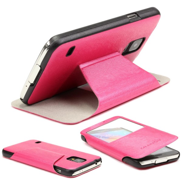 Urcover® Handy Schutz Hülle für Samsung Galaxy S5 View Case Fenster Cover Tasche