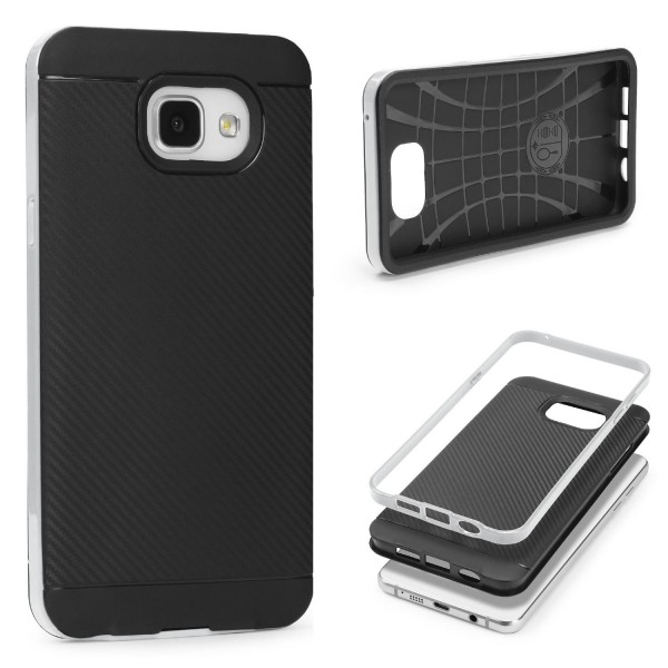 Samsung Galaxy A7 (2016) Case Carbon Style Cover Dual Layer Schutz Hülle TPU