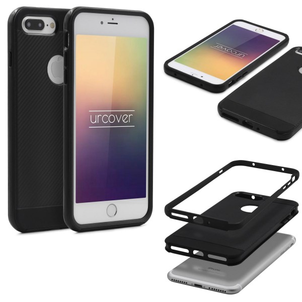 Apple iPhone 7 Plus Back Case Carbon Style Cover Dual Layer Schutzhülle TPU