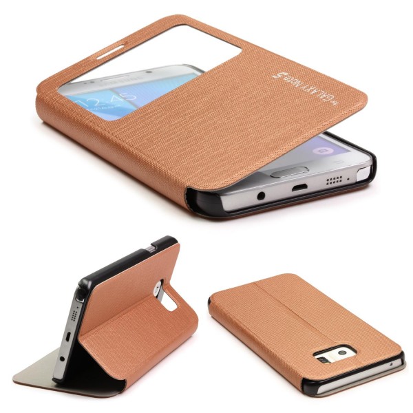 Urcover® Samsung Galaxy Note 5 View Case Schutz Hülle Wallet Cover Etui Tasche Struktur