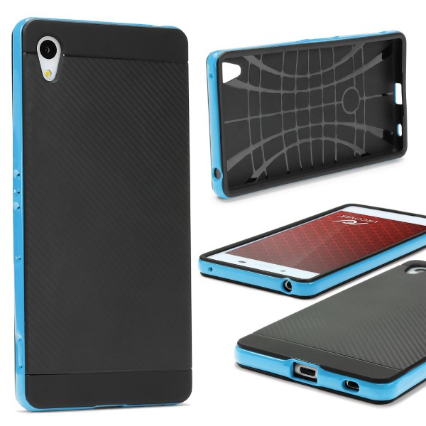 Sony Xperia Z4 Back Case Carbon Style Cover Dual Layer Schutzhülle TPU Schale