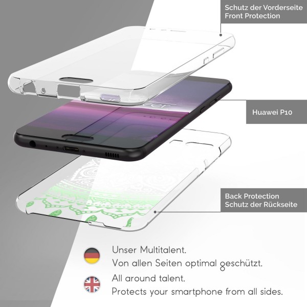 Huawei P10 Plus TPU 360° Grad Rundum Schutz Hülle Mandala Case Cover Schale Etui