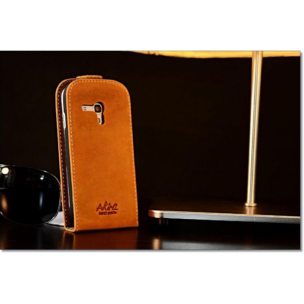 Akira Samsung Galaxy Ace 2 Echtleder Schutzhülle Flip Ledertasche Wallet Case
