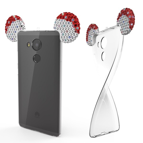 Huawei Mate 8 Maus Strass Ohren Bling Ear Schutz Hülle Glitzer Cover Case