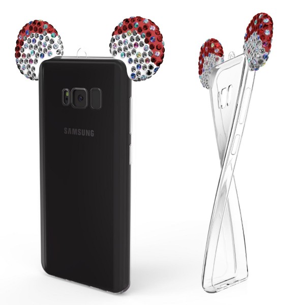 Samsung Galaxy S8 Maus Strass Ohren Bling Ear Schutz Hülle Glitzer Cover Case