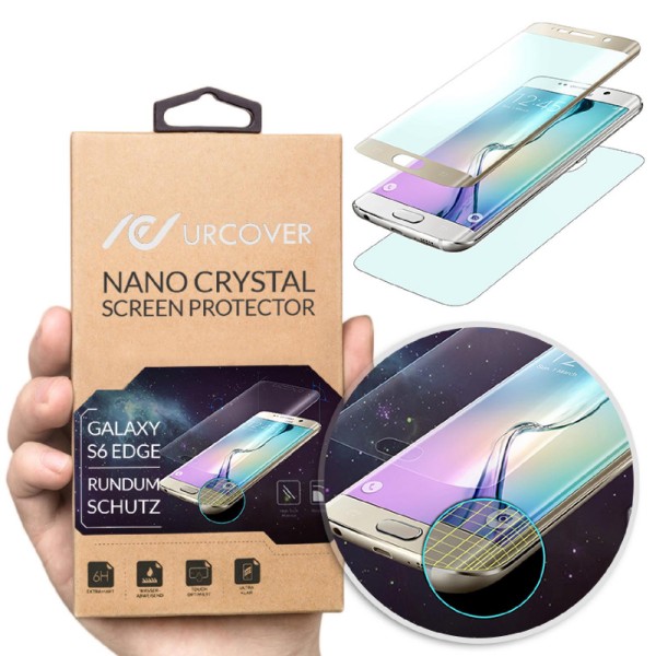 Urcover® 6H Nano Display Schutz Folie für Samsung Galaxy S6 Edge kristallklar